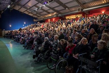 A packed audience